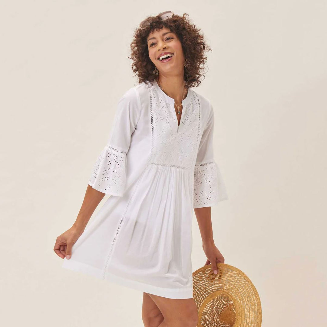 White Eyelet Beach Dress Cover Up Rock Flower Paper 