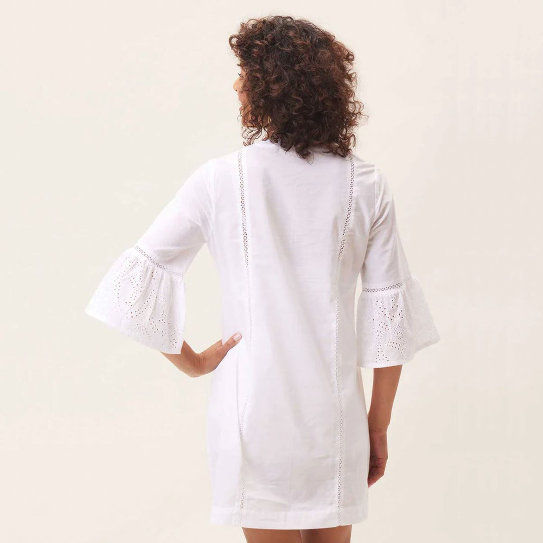 White Eyelet Beach Dress Cover Up Rock Flower Paper 