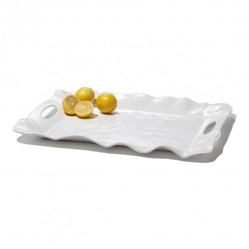 White Rectangular Tray with Handles Serving Pieces Beatriz Ball
