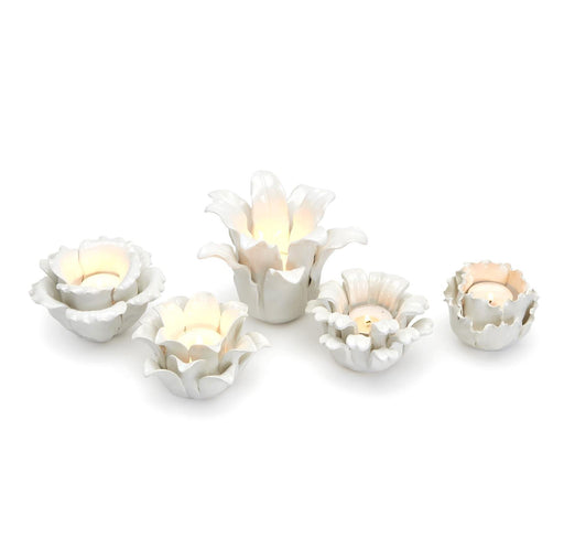 White Succulents Hand-Crafted Tealight Candleholder Candle Two's Company 