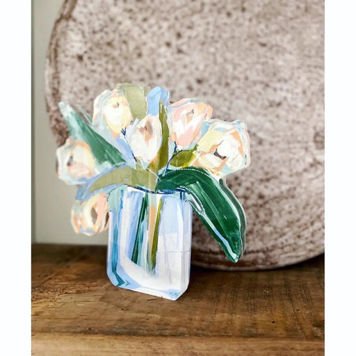 White Tulips Acrylic Bloom Block Home Decor Lauren Dunn 