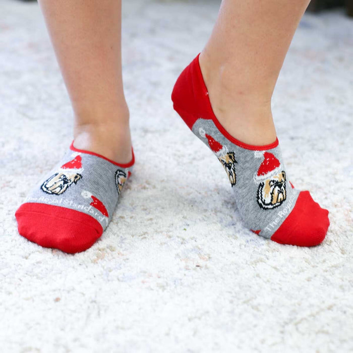 Women's Bulldog Santa No Show Socks Socks The Royal Standard 