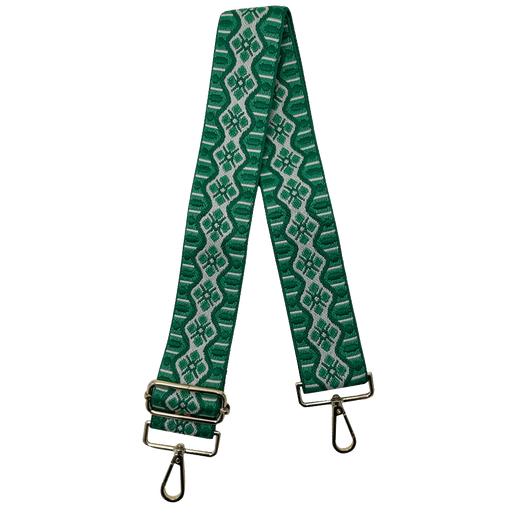 Woven Embroidered Guitar Straps Purse Strap Ahdorned Green Embroidered Waves 