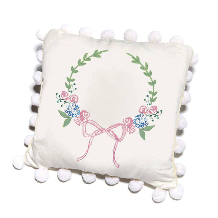 Wreath with Pink Bow Pillow Pillows Over The Moon 